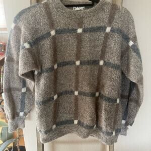 Plaid Vintage 100% Alpaca Wool Sweater, Handmade La Bambu sweater